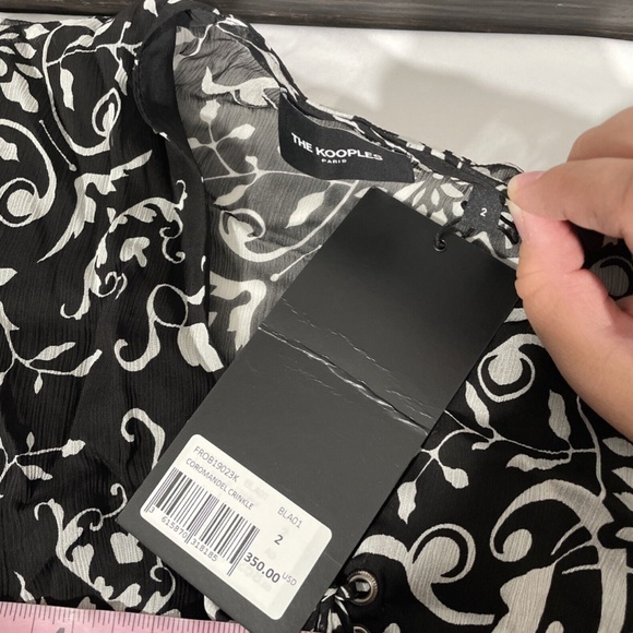 NWT The Kooples [‎ 2 (M) ] Coromandel Crinkle Textured Botanical Dress - Picture 5 of 12